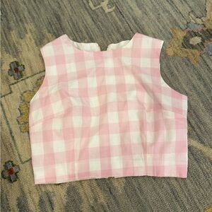 Elizabeth Wilson Designs, gingham, pink, zip back, sleeveless top size XS